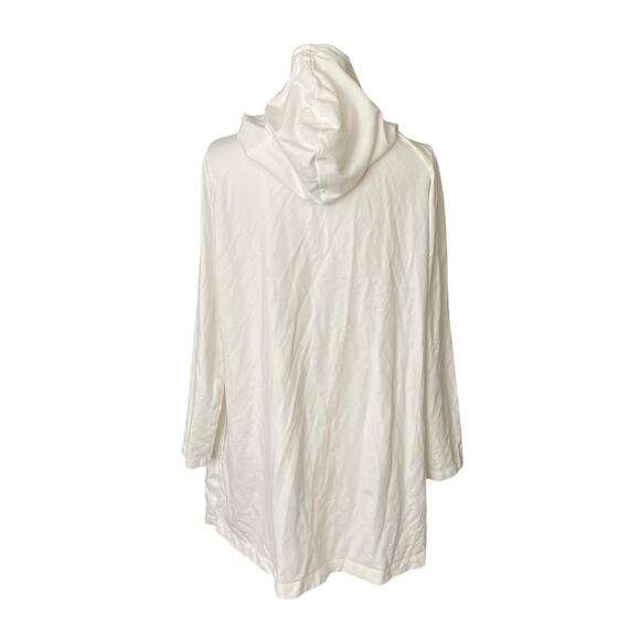 Eileen Fisher XS Hooded Sweater White Open Front Organic Cotton Pockets - Picture 10 of 10
